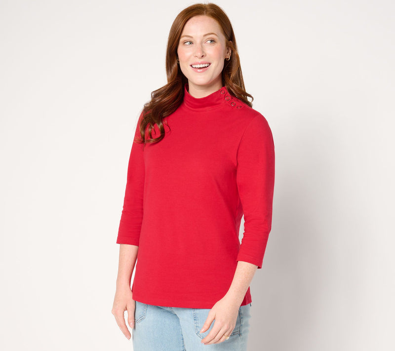 Denim & Co. Essentials Perfect Jersey 3/4 Sleeve Mock Neck Top — View 12
