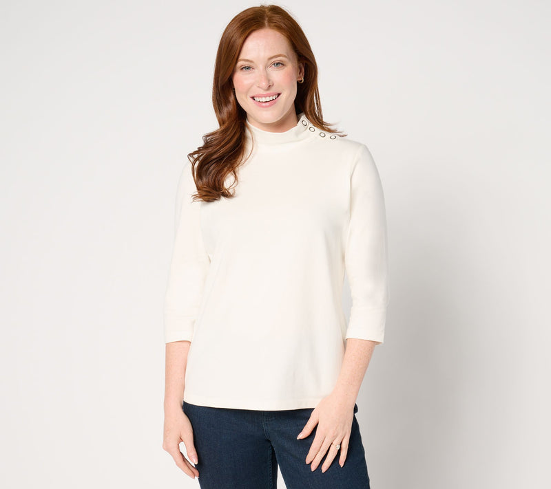 Denim & Co. Essentials Perfect Jersey 3/4 Sleeve Mock Neck Top — View 13