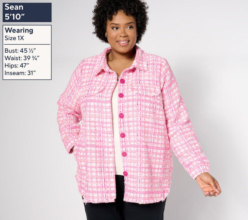 Jingle Belles by Kim Gravel Girl Boss Boucle Shacket — View 10