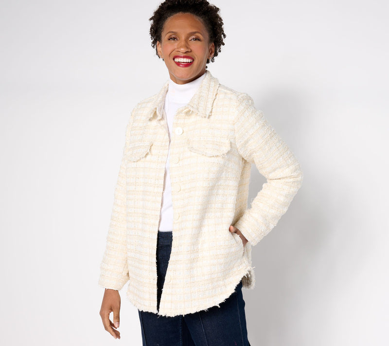 Jingle Belles by Kim Gravel Girl Boss Boucle Shacket — View 5