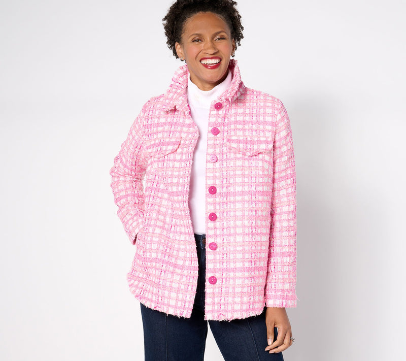 Jingle Belles by Kim Gravel Girl Boss Boucle Shacket — View 7