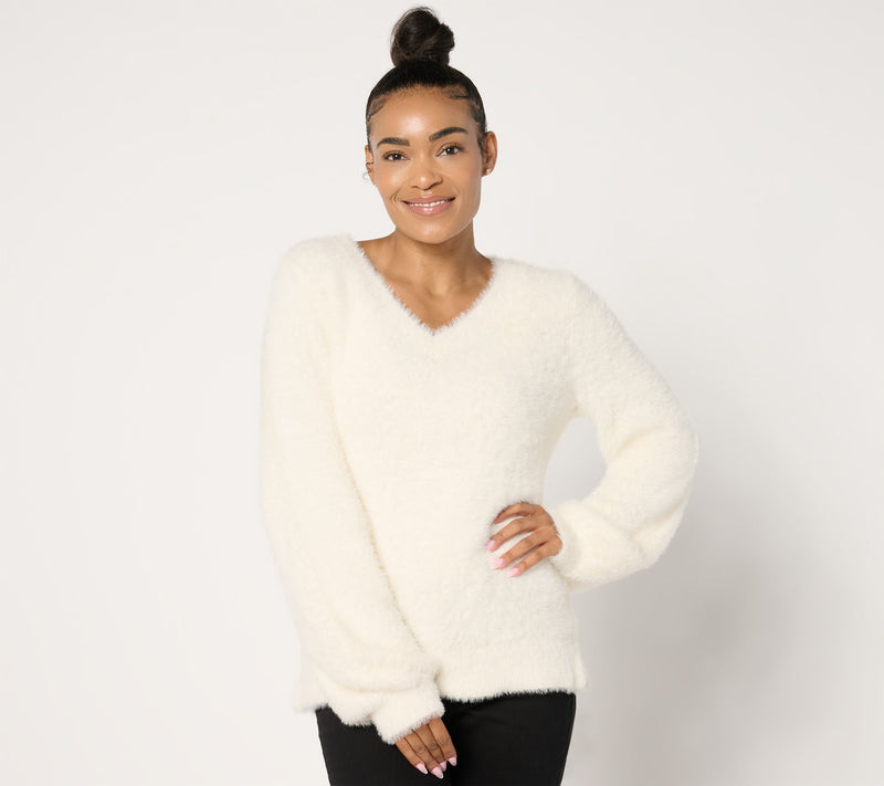 Jingle Belles by Kim Gravel Eyelash Yarn Sweater — View 5