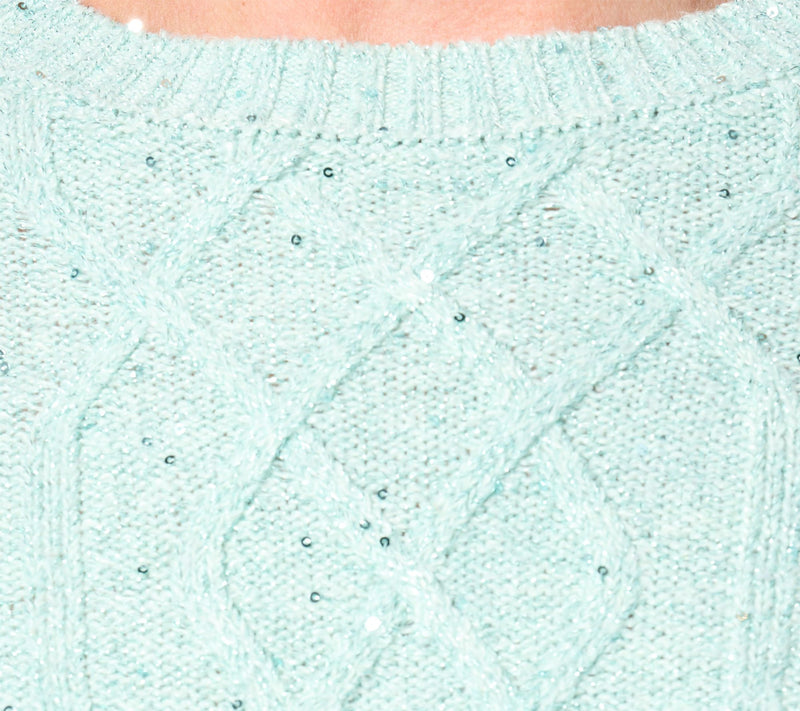 Jingle Belles by Kim Gravel Sugarplum Sparkle Sequin Cable Sweater — View 15