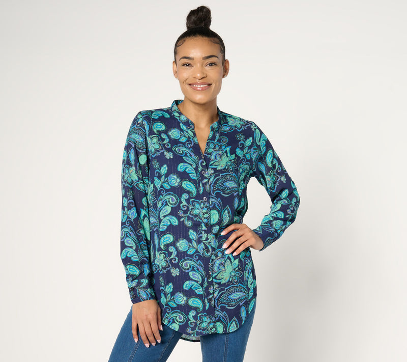 Belle by Kim Gravel Let the Good Times Scroll Tunic Blouse — View 13