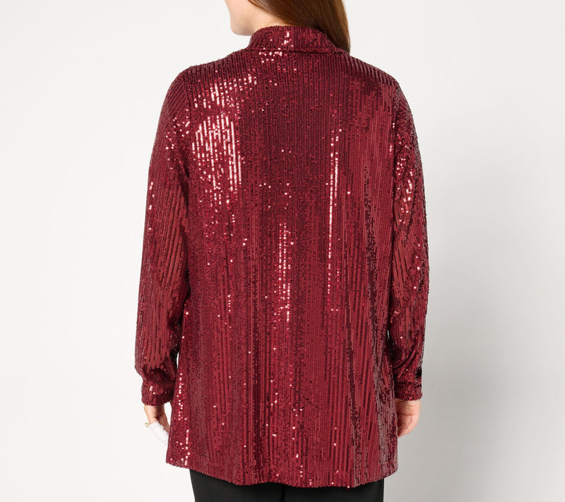 Jingle Belles by Kim Gravel Sequin Mesh Open Front Topper — View 12