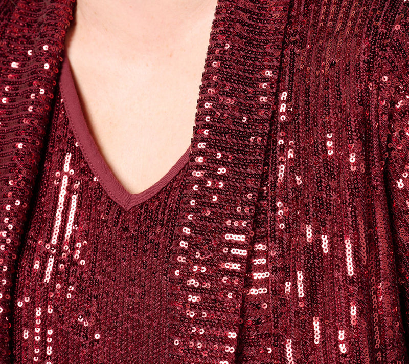 Jingle Belles by Kim Gravel Sequin Mesh Open Front Topper — View 14