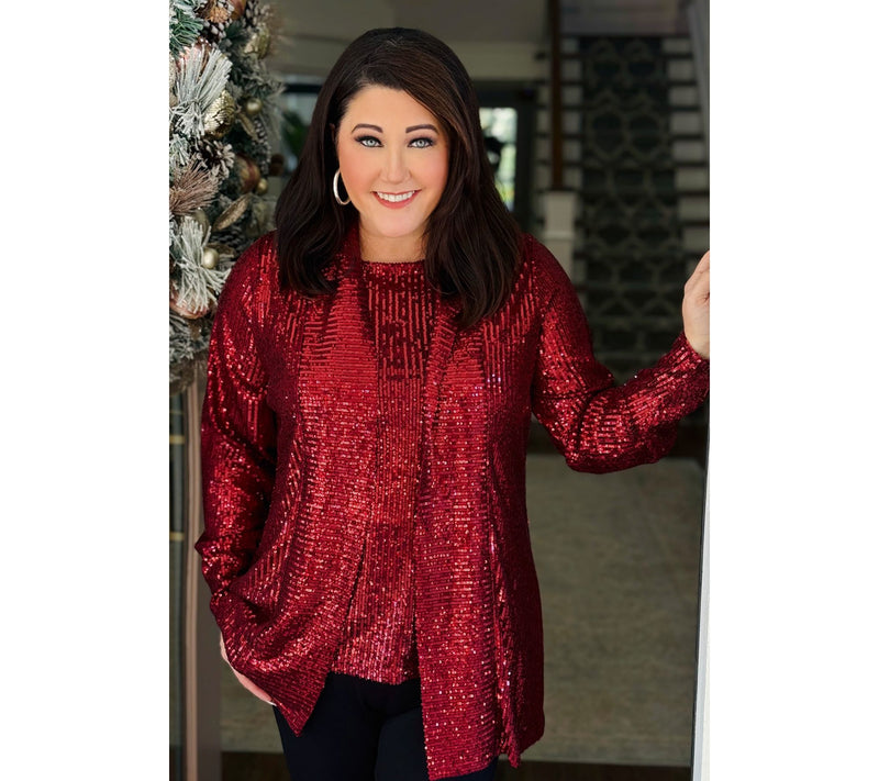 Jingle Belles by Kim Gravel Sequin Mesh Open Front Topper — View 16