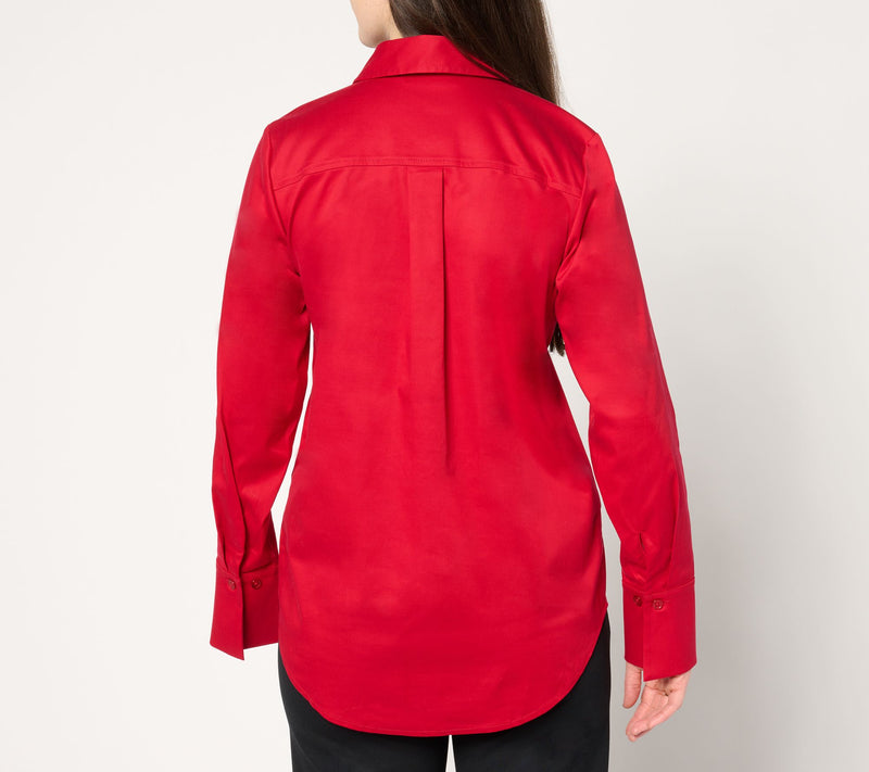 BEAUTIFUL by Lawrence Zarian Stretch Cotton Embellished Shirt — View 4