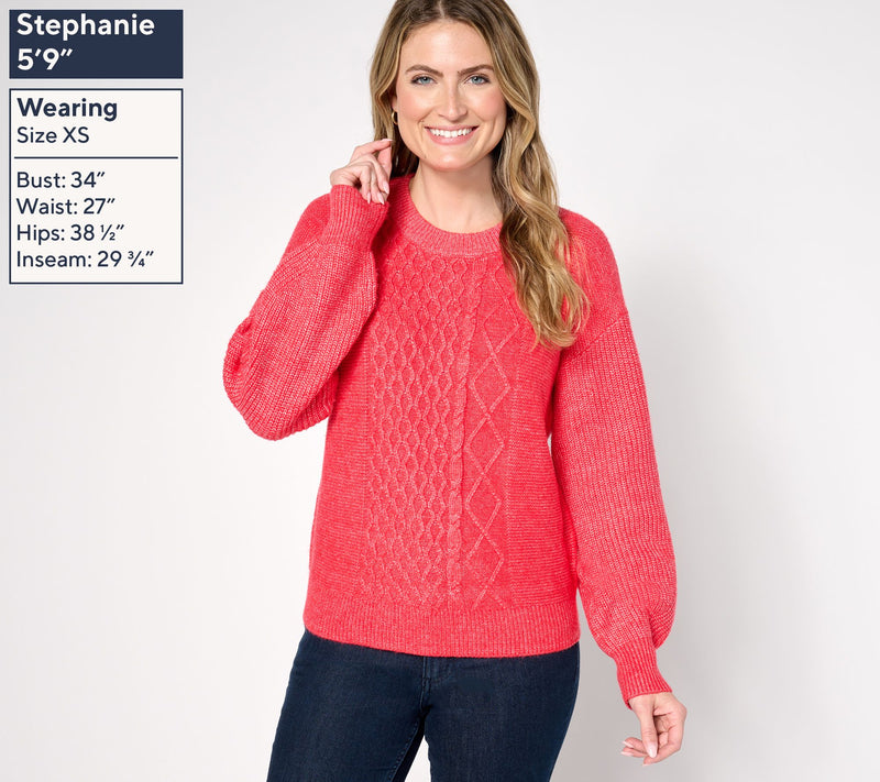 AnyBody Mixed Stitch Crewneck Sweater — View 11