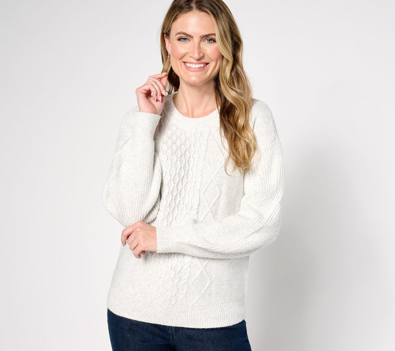 AnyBody Mixed Stitch Crewneck Sweater — View 5