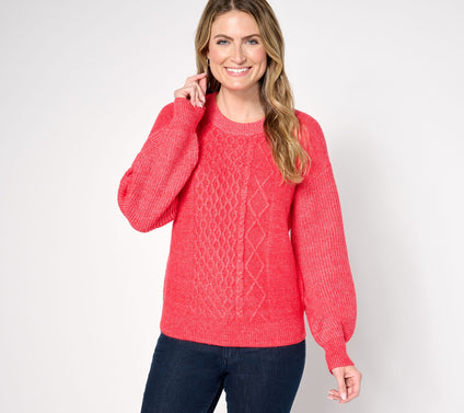 AnyBody Mixed Stitch Crewneck Sweater