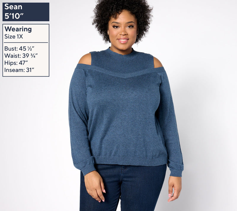 AnyBody Cold Shoulder Pullover Sweater — View 10