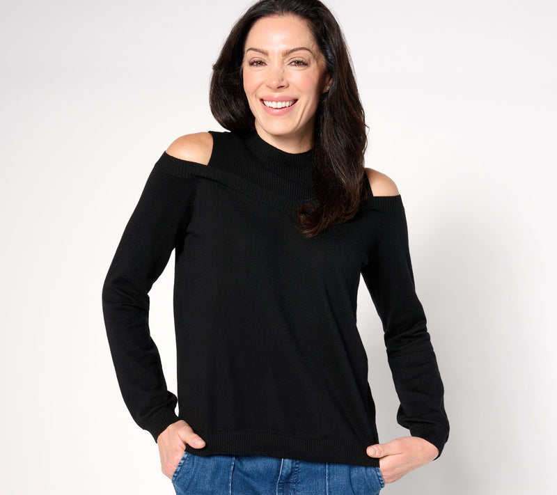AnyBody Cold Shoulder Pullover Sweater — View 9