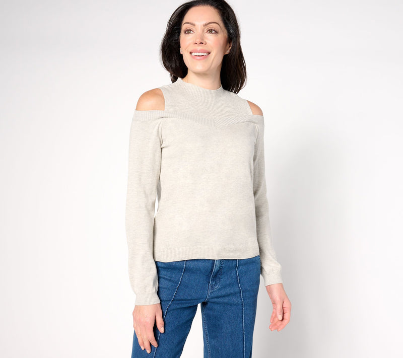 AnyBody Cold Shoulder Pullover Sweater — View 5