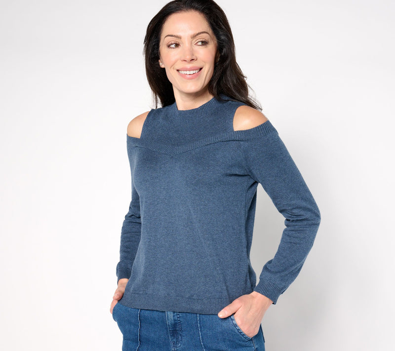 AnyBody Cold Shoulder Pullover Sweater — View 3