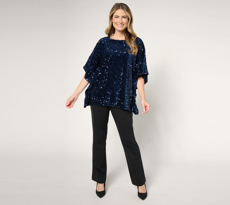Jingle Belles by Kim Gravel Sequin Paillette Velvet Poncho — View 12