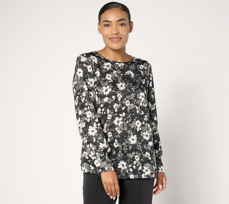 BEAUTIFUL by Lawrence Zarian Long Sleeve Printed Blouse — View 9