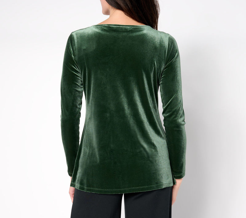 BEAUTIFUL by Lawrence Zarian Petite Stretch Velvet Placed Sequin Tunic — View 12
