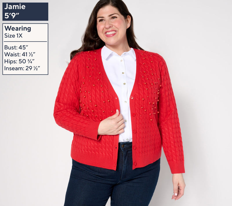 BEAUTIFUL by Lawrence Zarian The Annie Embellished Pearl Cardigan — View 8