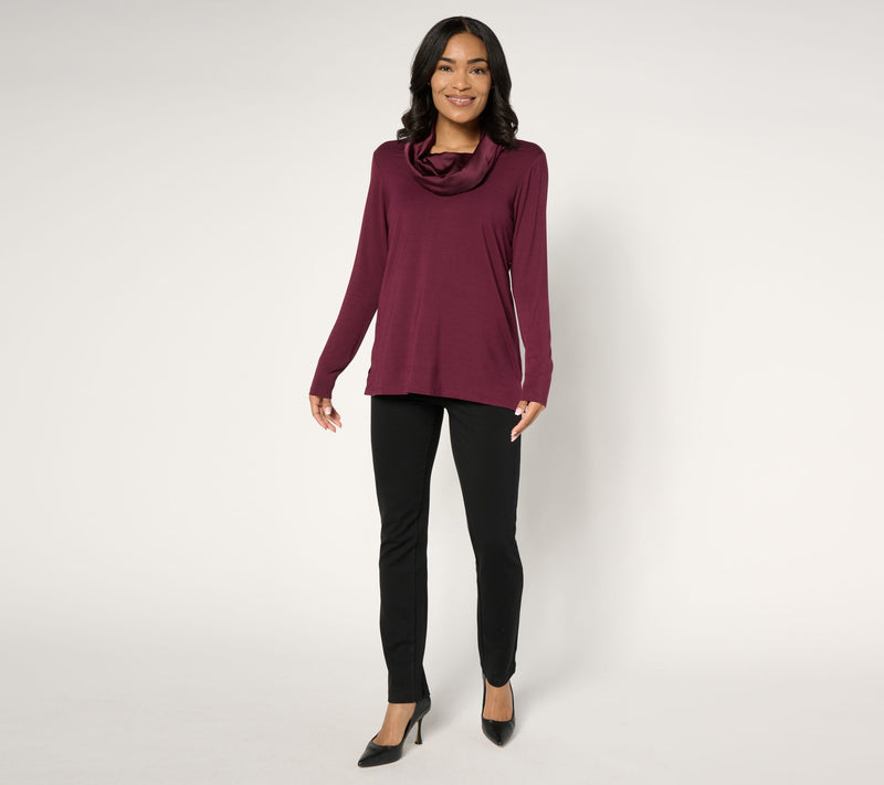 Belle by Kim Gravel Modal Spandex Sateen Cowl Neck Top — View 16