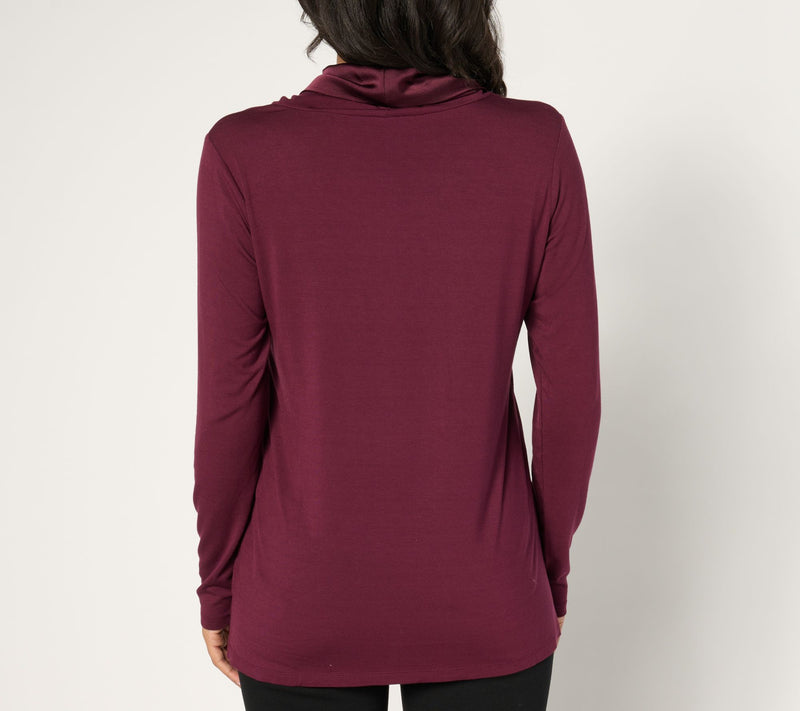 Belle by Kim Gravel Modal Spandex Sateen Cowl Neck Top — View 15