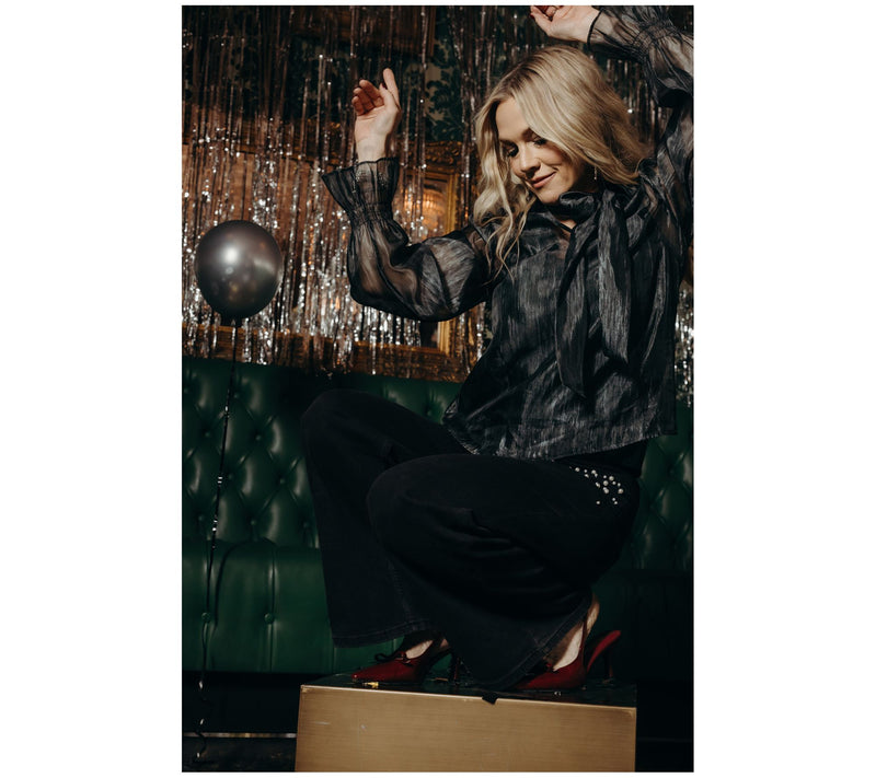 Me by Jennie Garth Tammy Woven Tie Neck Blouse — View 8
