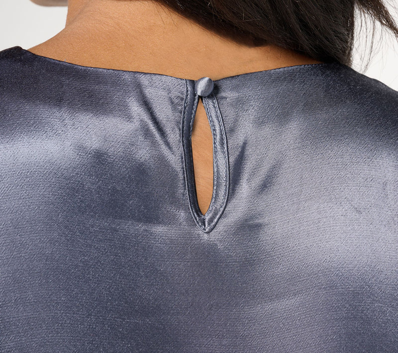 Me by Jennie Garth Sterling Satin Blouse w/ Sleeve Detail — View 11