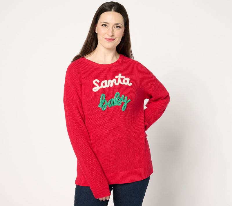 Jingle Belles by Kim Gravel Merry Messages Shaker Knit Sweater — Main view