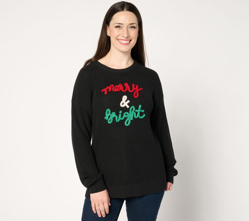 Jingle Belles by Kim Gravel Merry Messages Shaker Knit Sweater — View 9