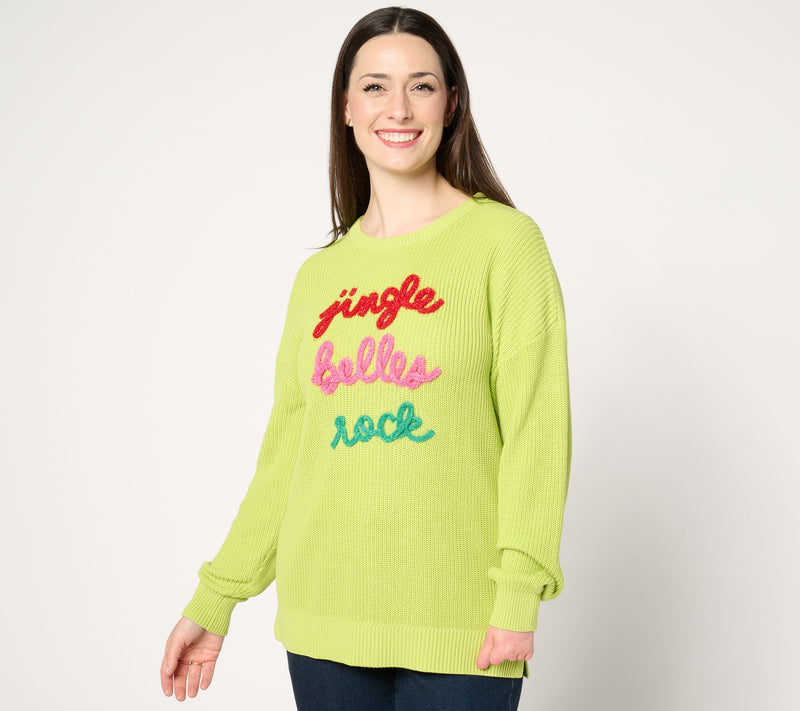 Jingle Belles by Kim Gravel Merry Messages Shaker Knit Sweater — View 7
