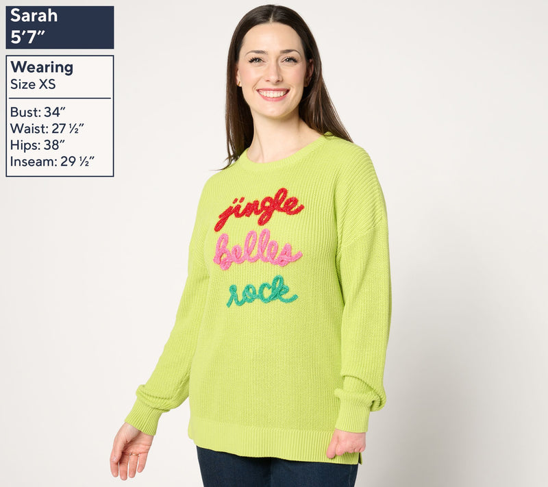 Jingle Belles by Kim Gravel Merry Messages Shaker Knit Sweater — View 11