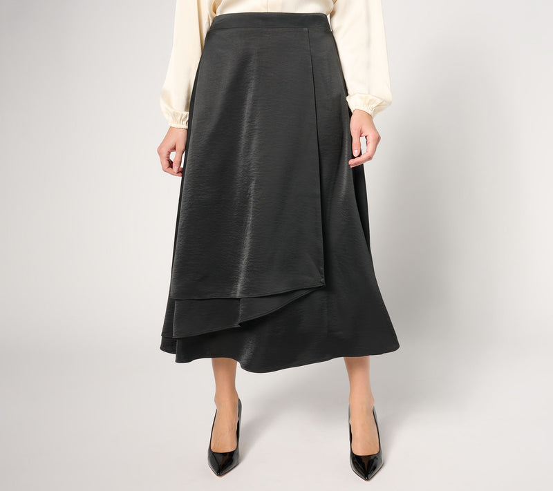 BEAUTIFUL by Lawrence Zarian Regular Satin Pull-On Skirt — View 9