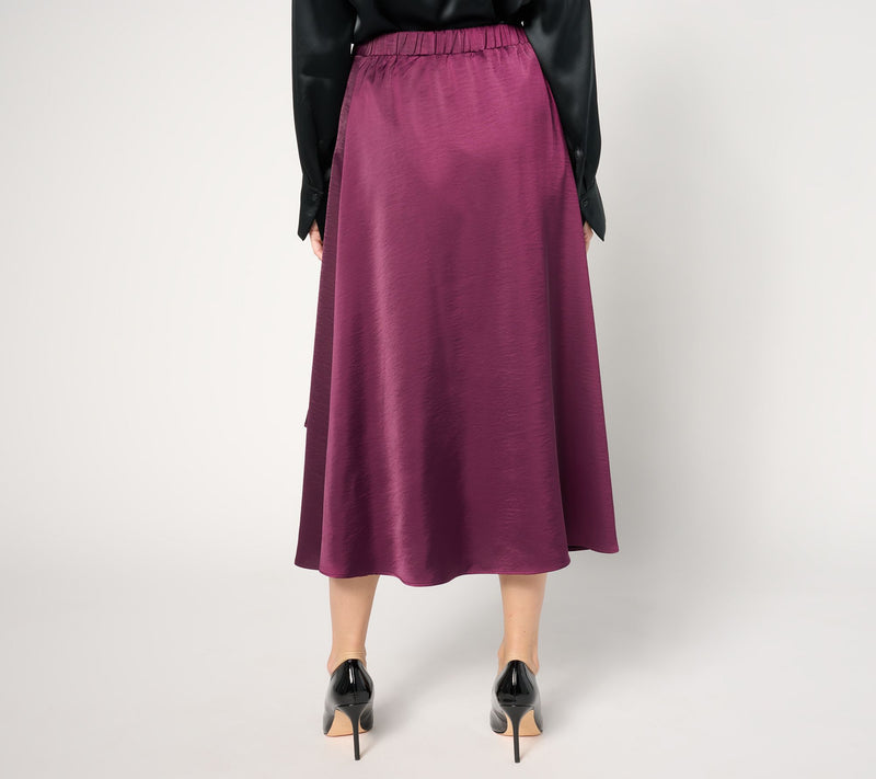 BEAUTIFUL by Lawrence Zarian Regular Satin Pull-On Skirt — View 11