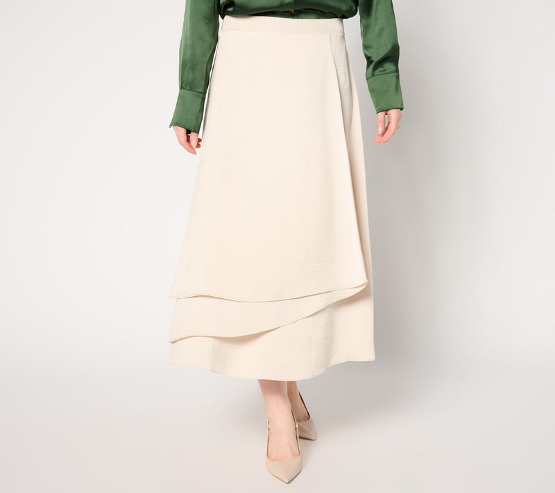 BEAUTIFUL by Lawrence Zarian Petite Satin Pull-On Skirt — View 12