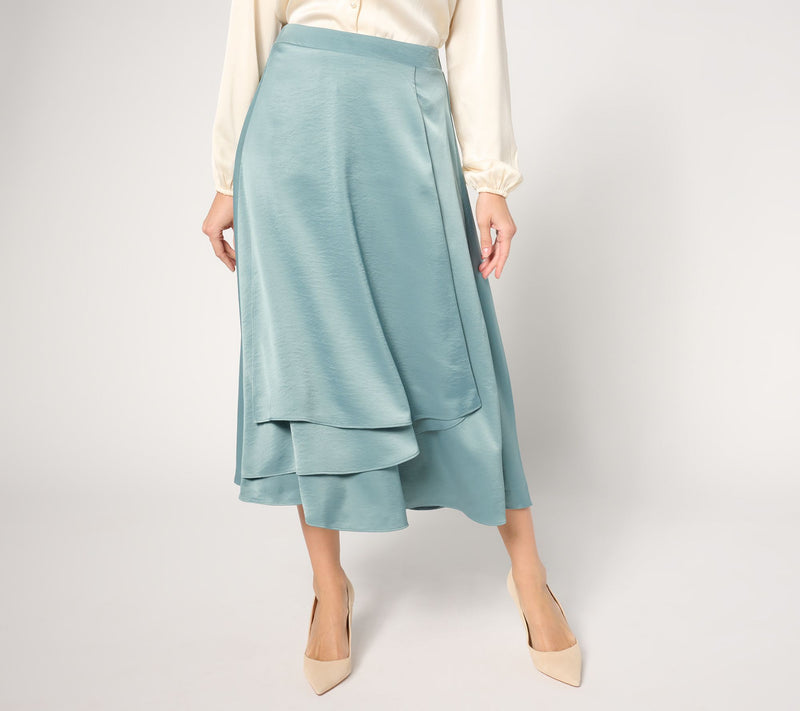 BEAUTIFUL by Lawrence Zarian Petite Satin Pull-On Skirt — View 13