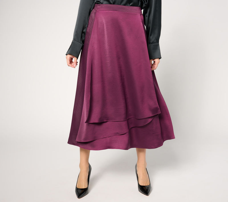 BEAUTIFUL by Lawrence Zarian Petite Satin Pull-On Skirt — Main view
