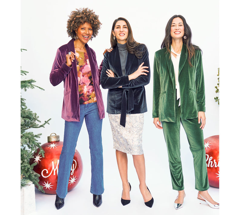BEAUTIFUL by Lawrence Zarian The Sharon Self-Belted Velvet Blazer — View 15