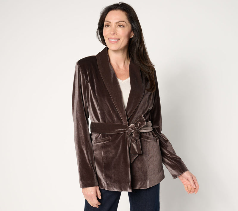 BEAUTIFUL by Lawrence Zarian The Sharon Self-Belted Velvet Blazer — View 7