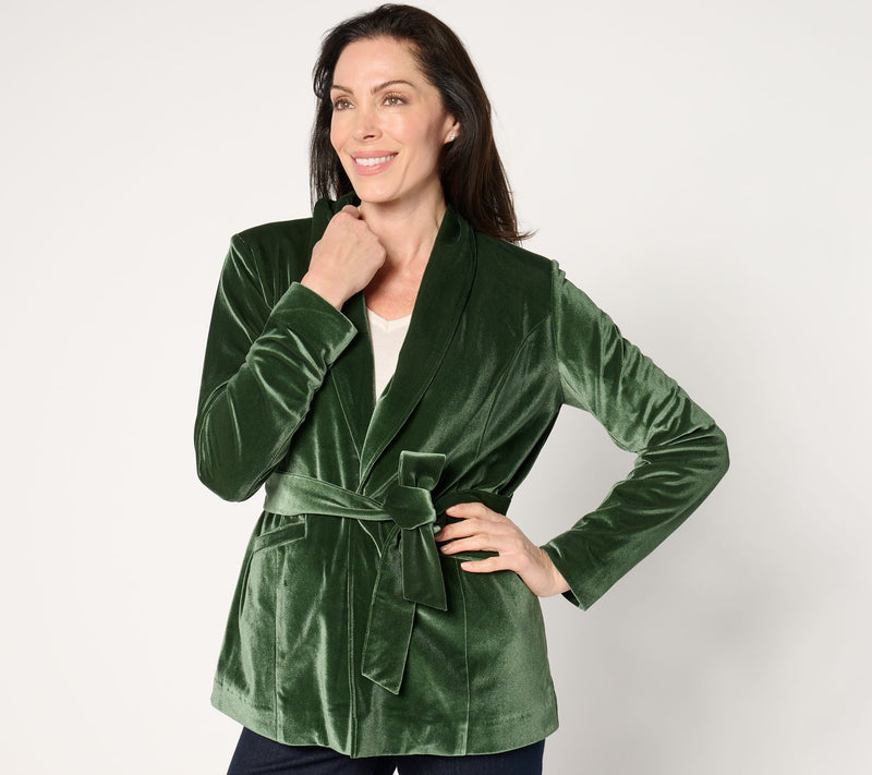 BEAUTIFUL by Lawrence Zarian The Sharon Self-Belted Velvet Blazer — View 3