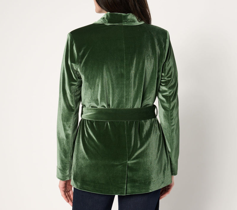 BEAUTIFUL by Lawrence Zarian The Sharon Self-Belted Velvet Blazer — View 12