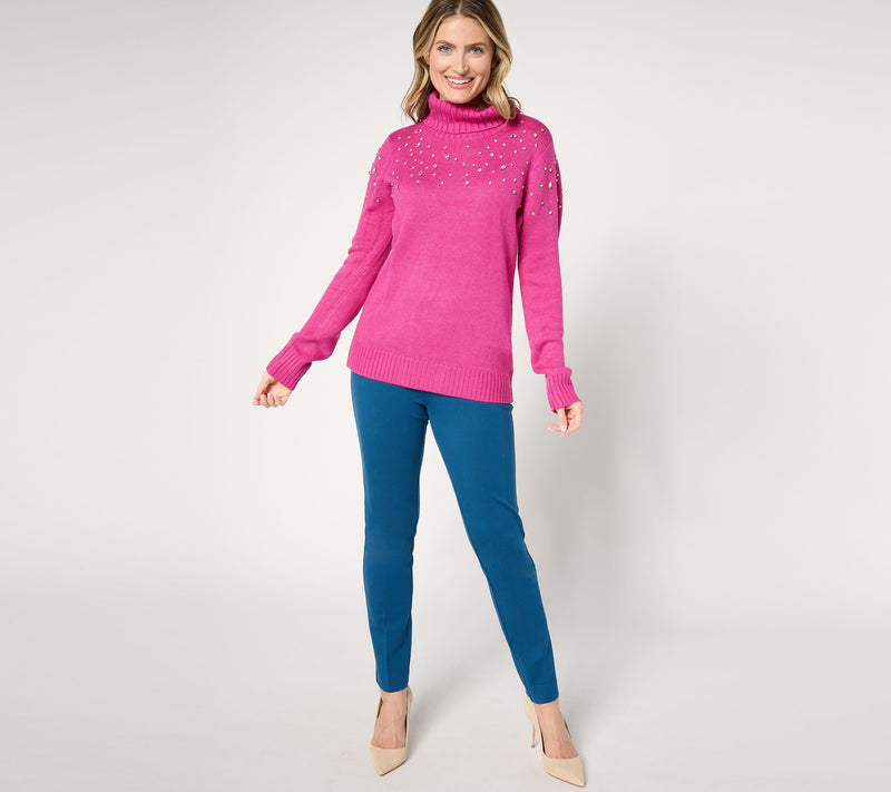 Susan Graver Occasions Embellished Cowl Neck Sweater — View 15