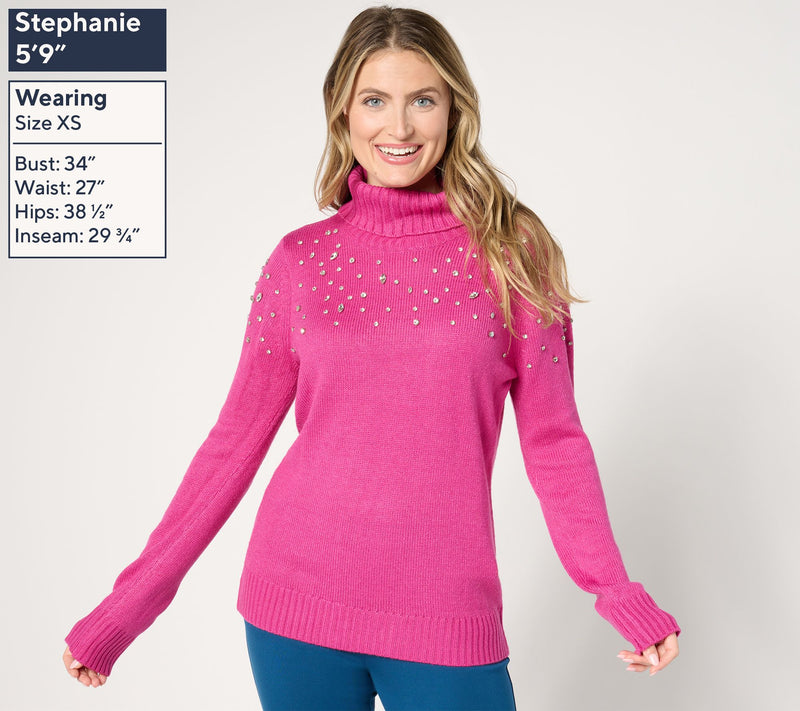 Susan Graver Occasions Embellished Cowl Neck Sweater — View 13