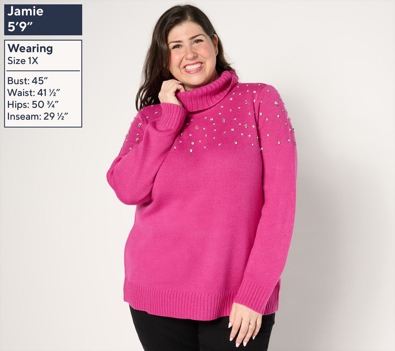 Susan Graver Occasions Embellished Cowl Neck Sweater — View 12