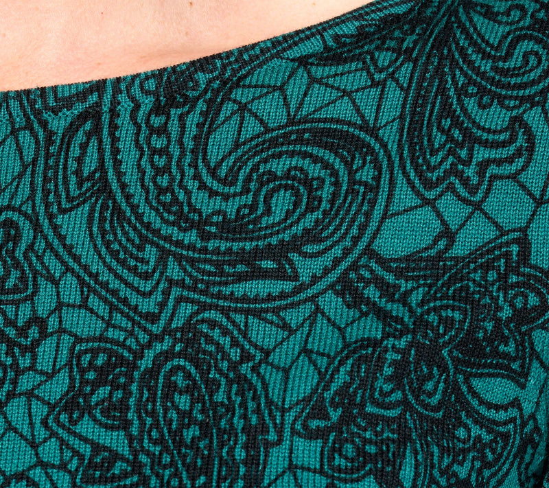 Susan Graver Printed Fine Gauge Sweater with Bateau Neck — View 11