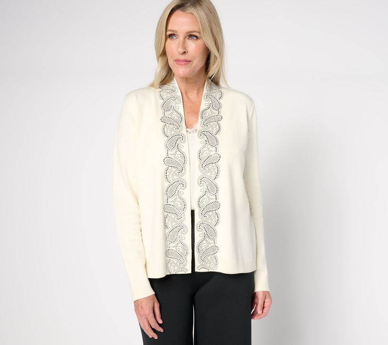 Susan Graver Occasions Embellished Sweater Cardigan — View 5