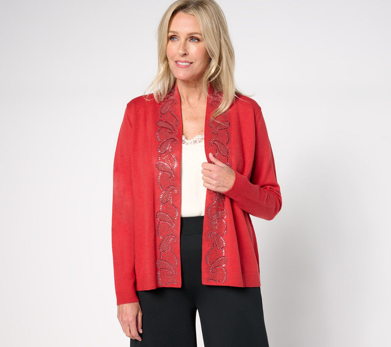 Susan Graver Occasions Embellished Sweater Cardigan — View 3