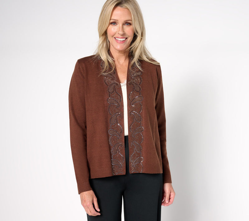 Susan Graver Occasions Embellished Sweater Cardigan — View 9