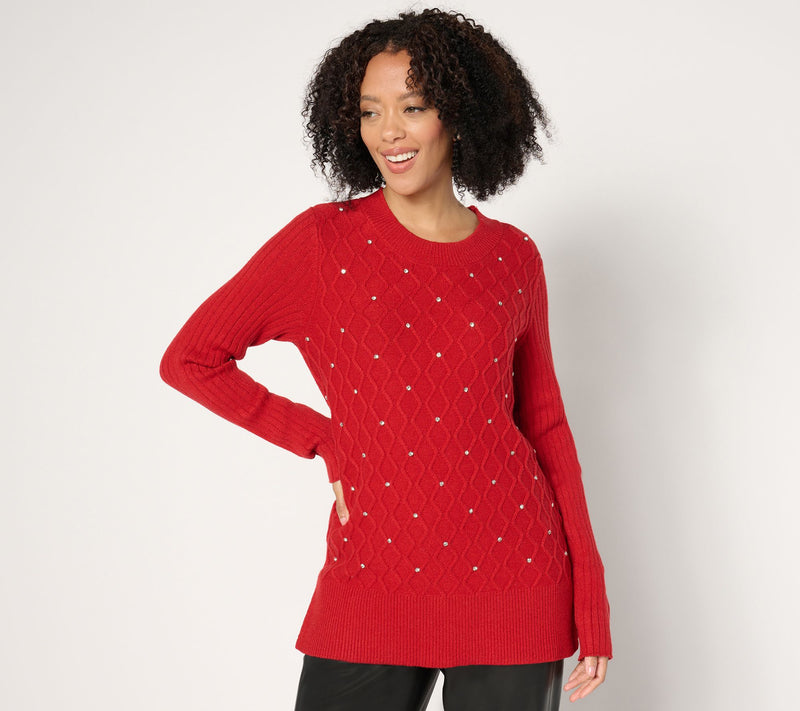 Susan Graver Occasions Regular Embellished Sweater Tunic — Main view