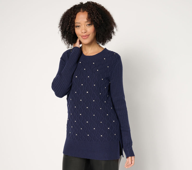 Susan Graver Occasions Regular Embellished Sweater Tunic — View 7