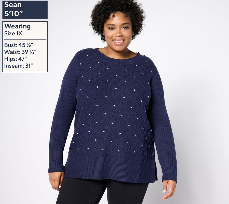 Susan Graver Occasions Regular Embellished Sweater Tunic — View 10